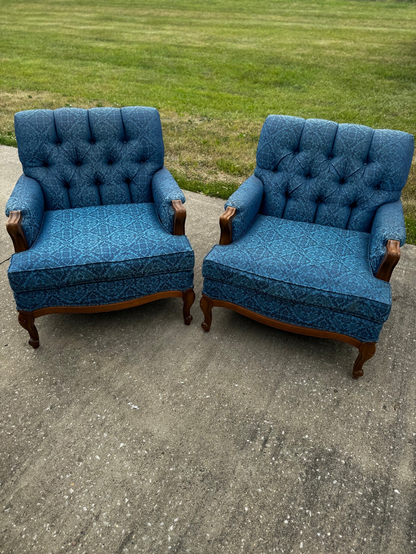 Blue Tufted Chairs (2)