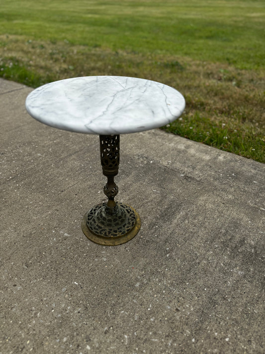 Brass and Marble Side Table/ Dessert Stand