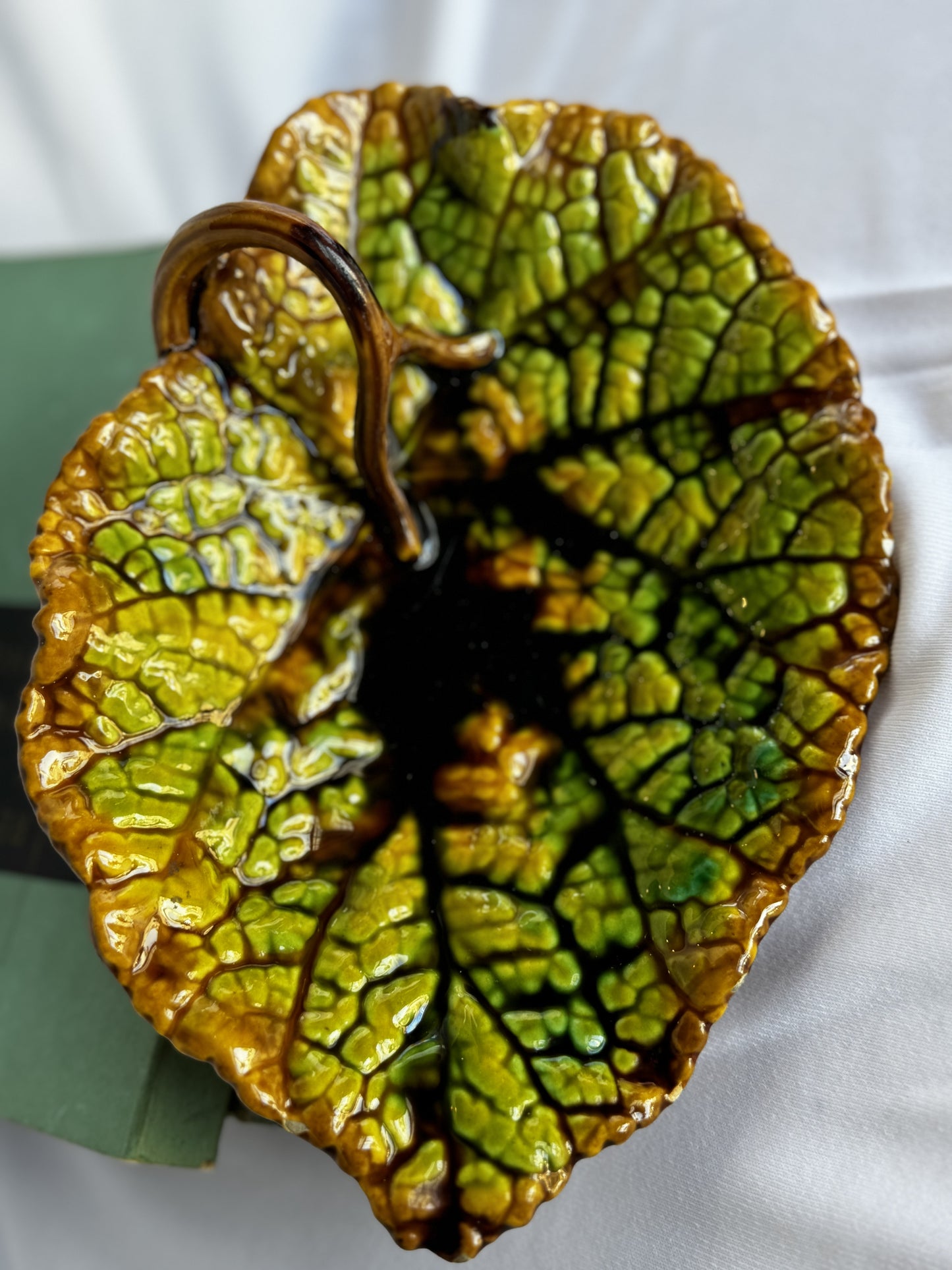 Antique Majolica Begonia Leaf Plate