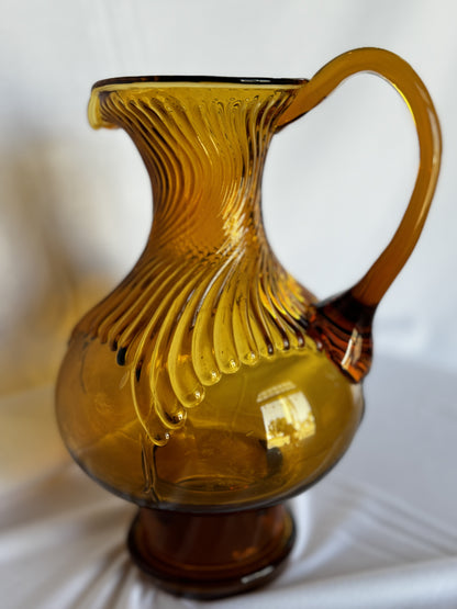 Amber Indiana Glass Tiara Hurricane Pitcher