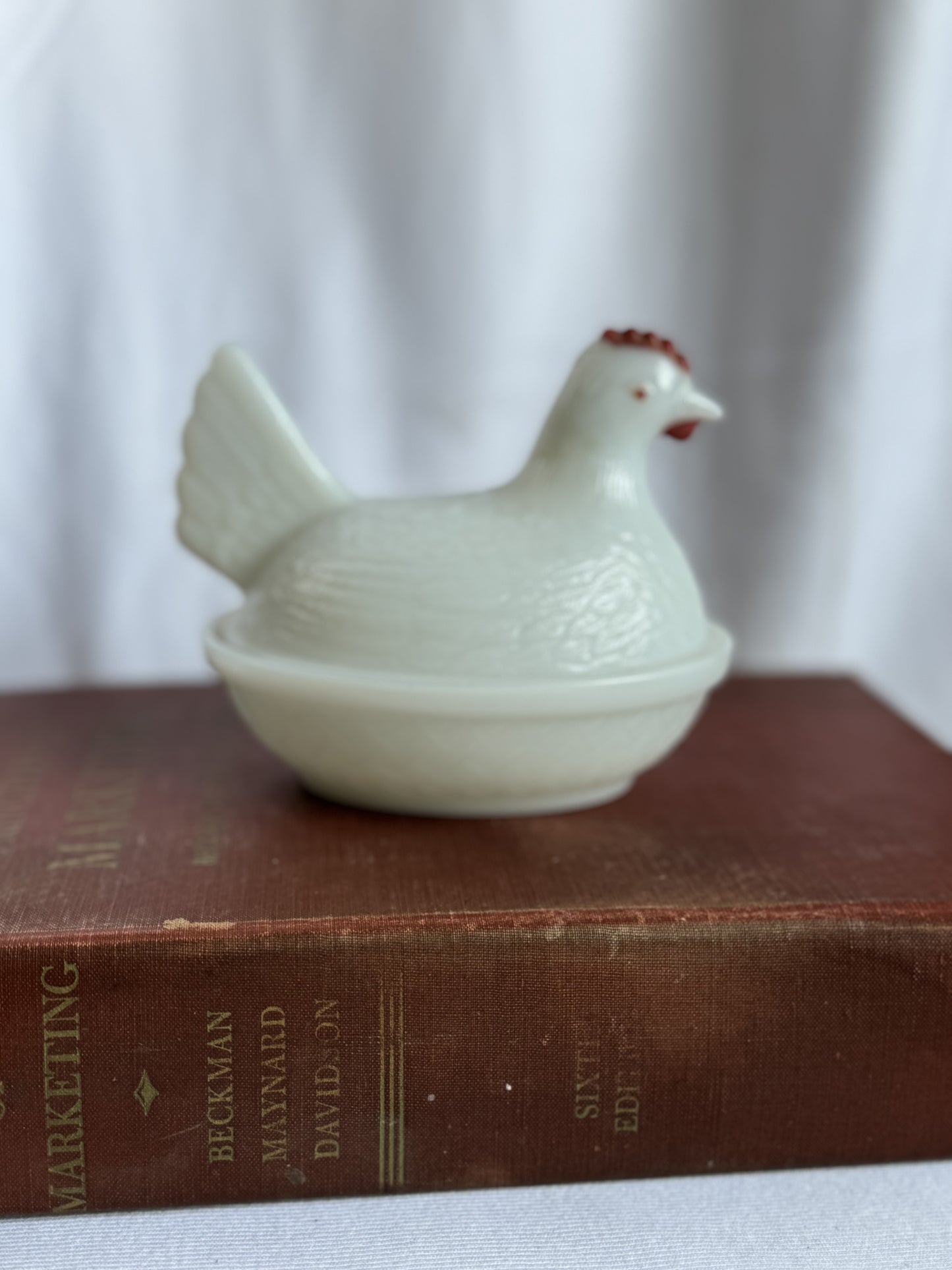 Milk Glass Hen on Nest