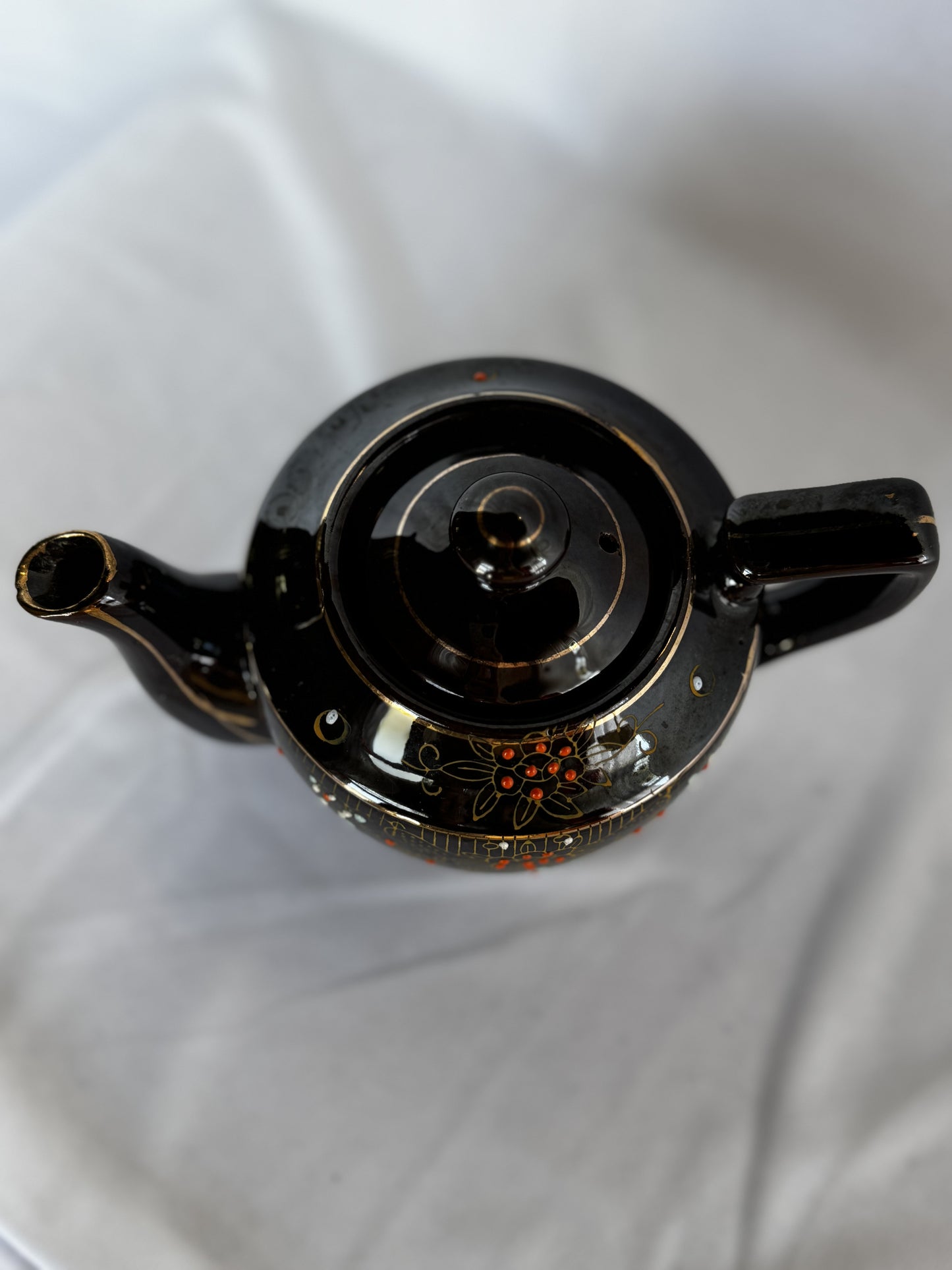 1940s Brown Hand Painted Japanese Teapot