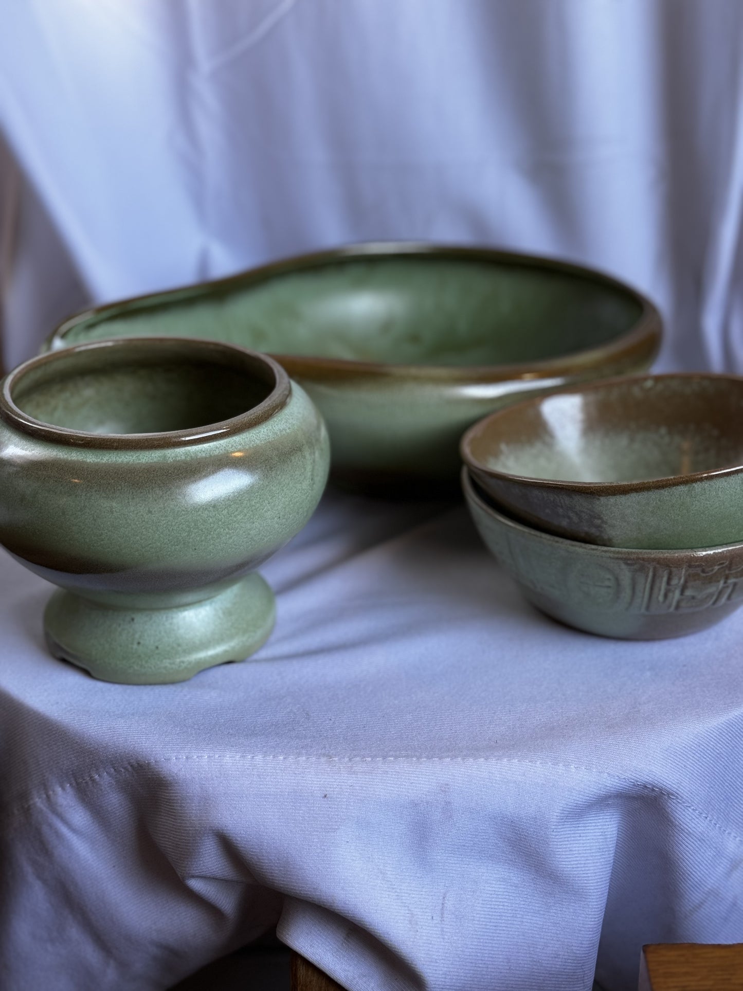 Frankoma Prairie Green Patterned Bowl #7X