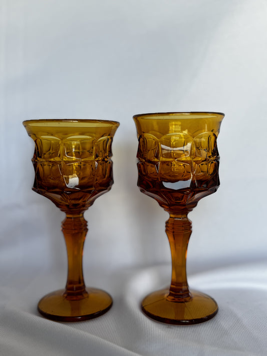 Indiana Glass Amber Wine Goblets