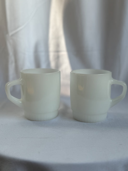 Fire King White Stackable Mugs