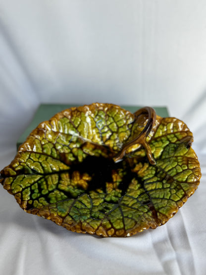 Antique Majolica Begonia Leaf Plate