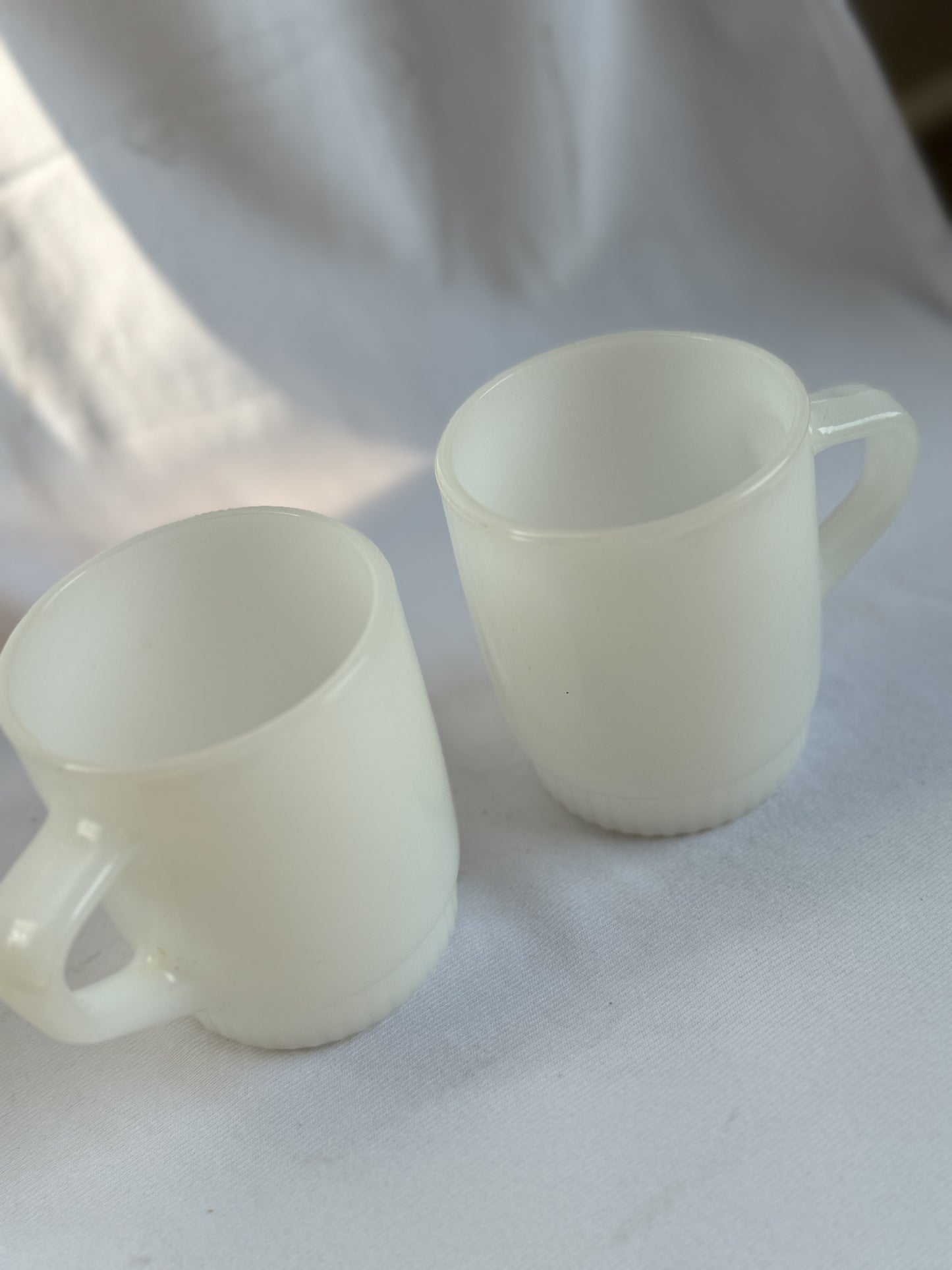 Fire King White Stackable Mugs