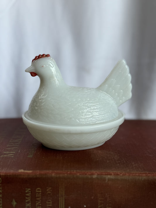 Milk Glass Hen on Nest