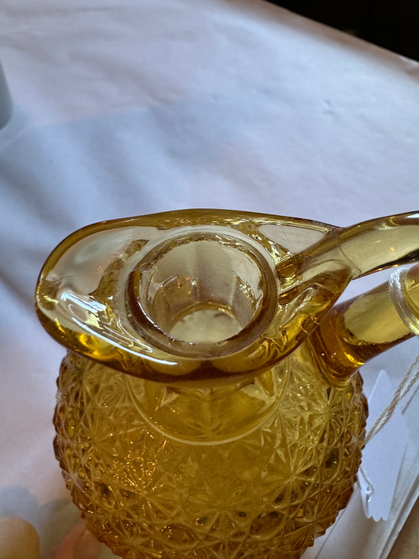 LE Smith Amber Daisy Pattern Cruet