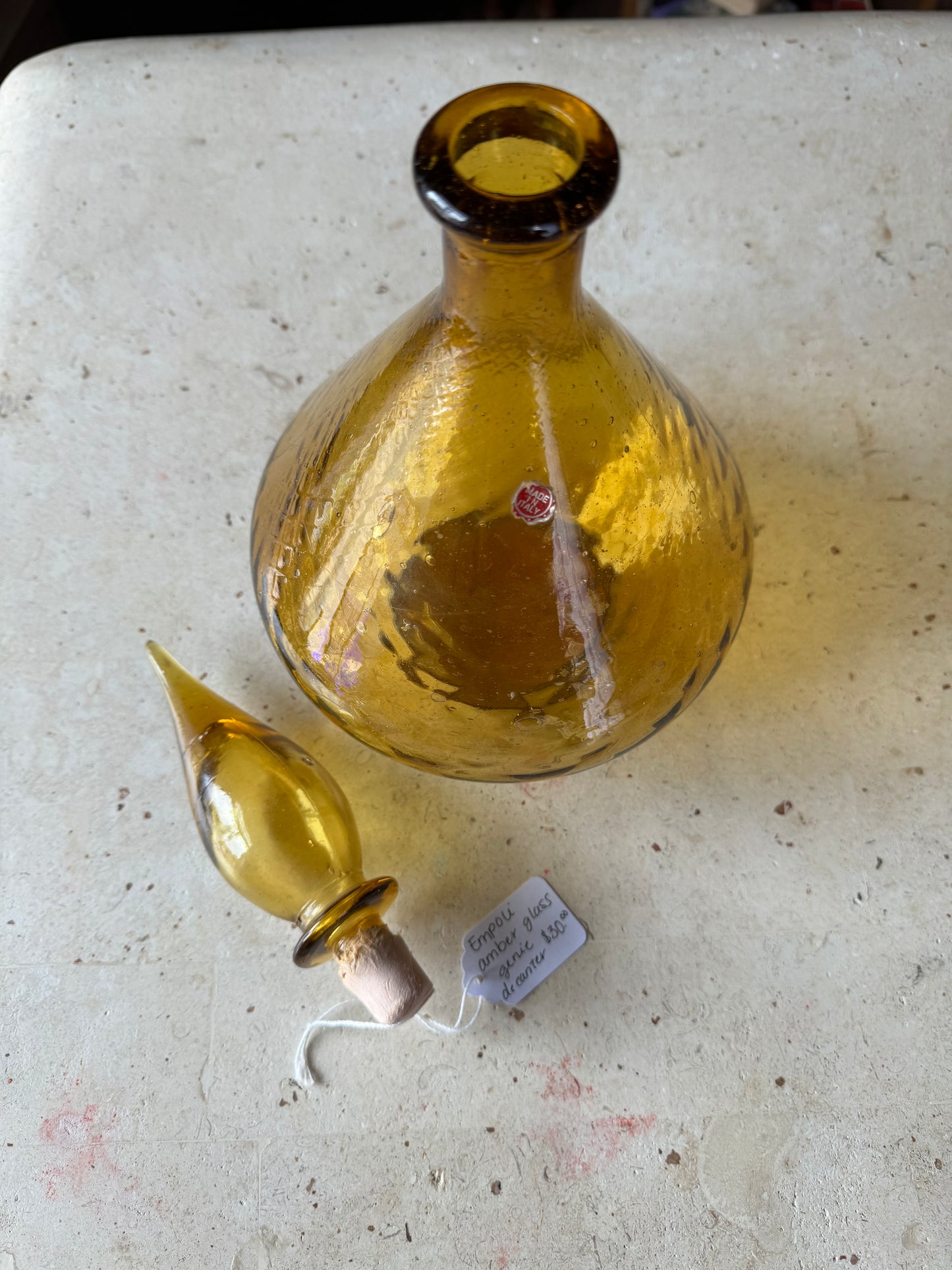 Empoli Amber Glass Genie Decanter