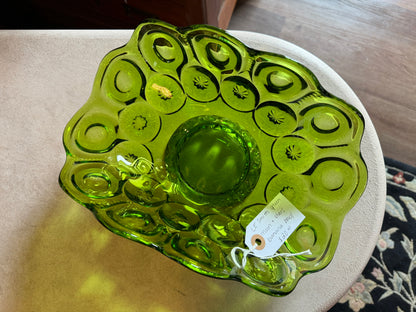 LE Smith green glass moon & stars banana bowl