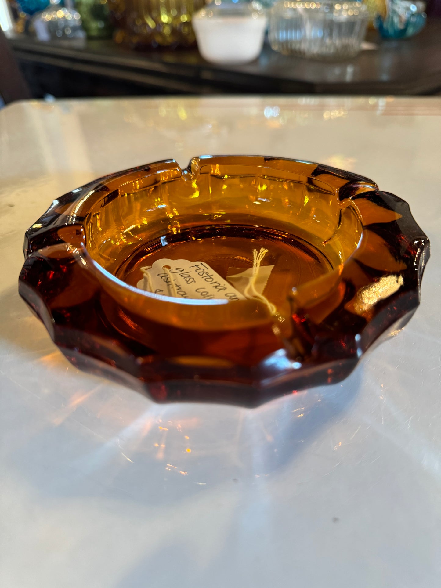 Fostoria Amber Glass Coin Ashtray