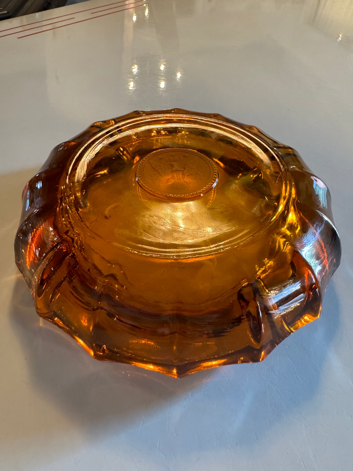 Fostoria Amber Glass Coin Ashtray