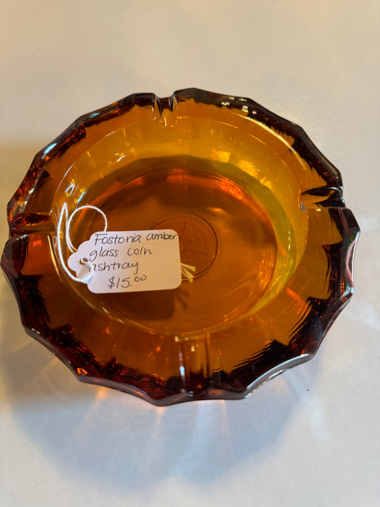 Fostoria Amber Glass Coin Ashtray