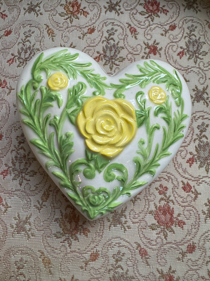 1980s Heart Shaped Lidded Trinket Dish