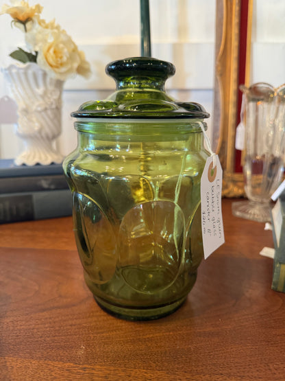 LE Smith Green Bubble Glass Canister