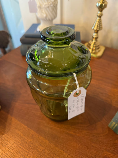 LE Smith Green Bubble Glass Canister