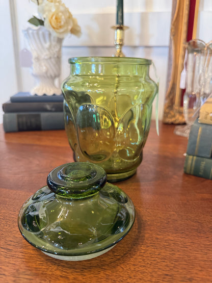 LE Smith Green Bubble Glass Canister