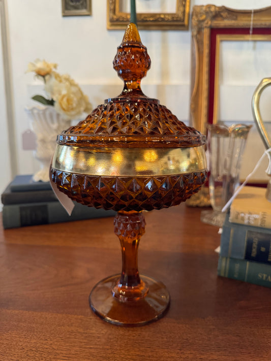 Indiana Glass Diamond Cut Compote Candy Dish