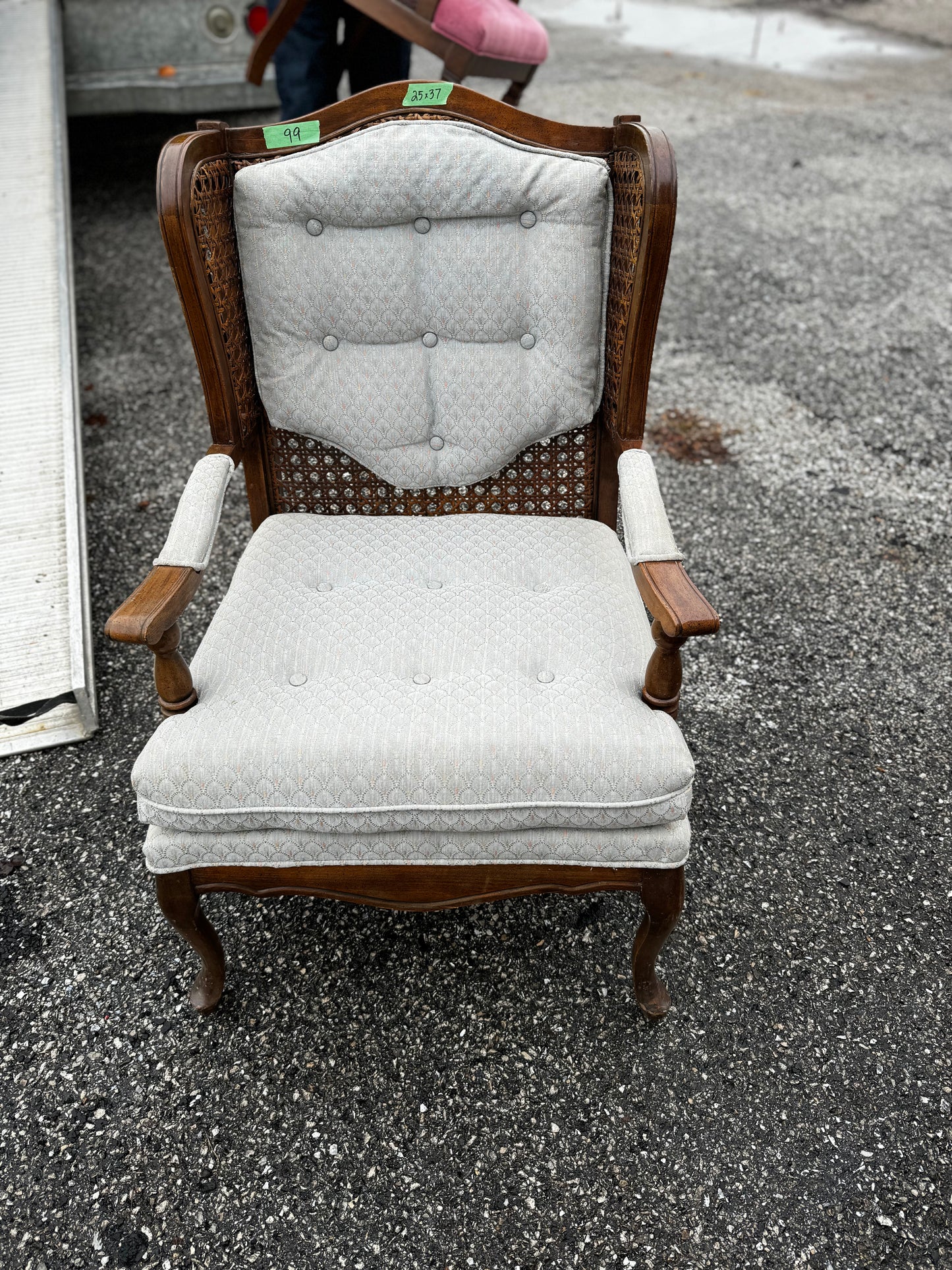 Light Gray Cane Chair